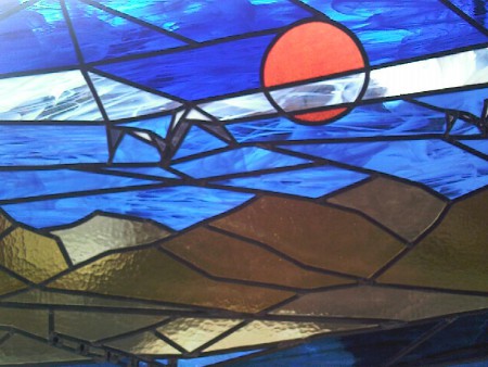 detailfoto van paneel n.a.v. thema vuurtoren aan zee